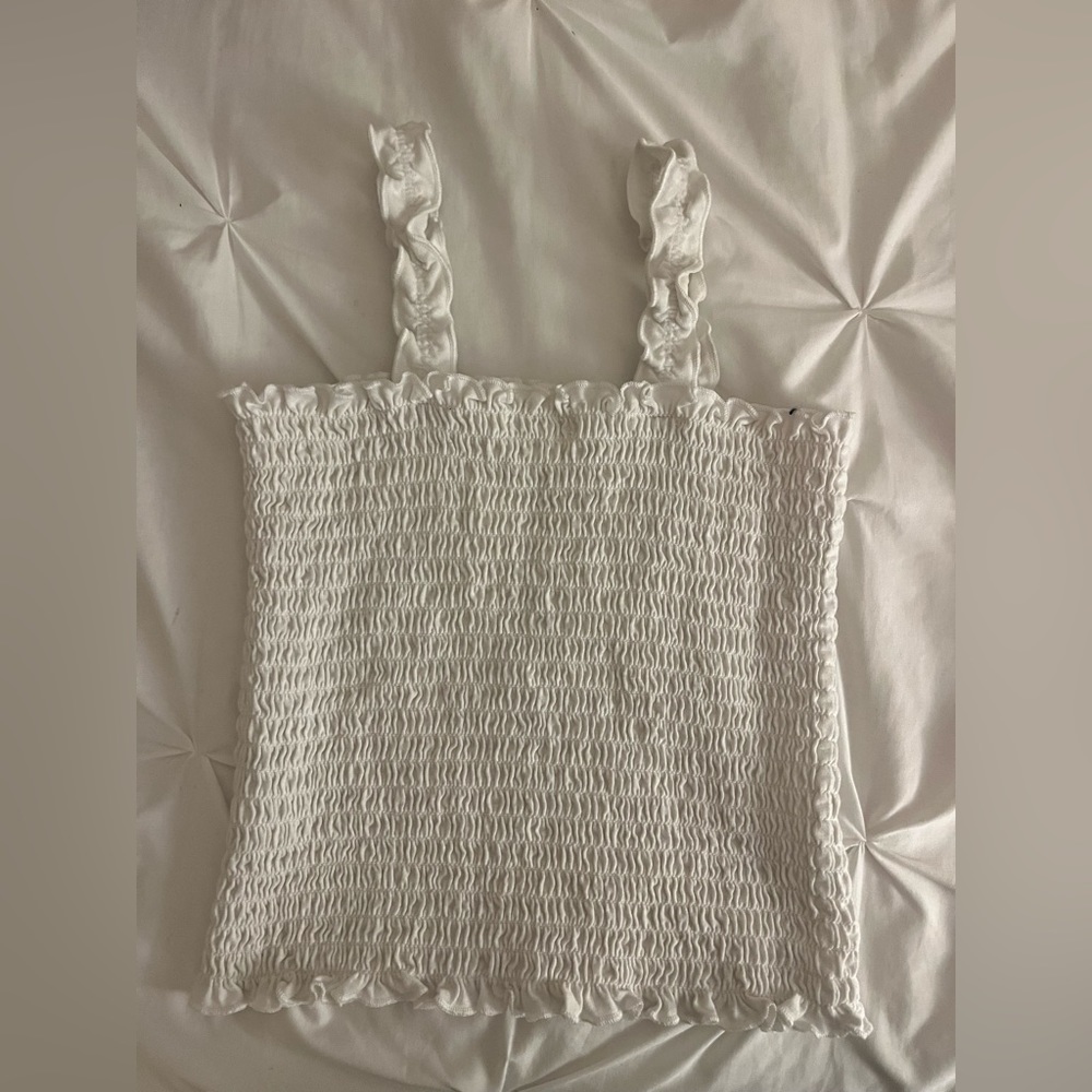 white shirred top